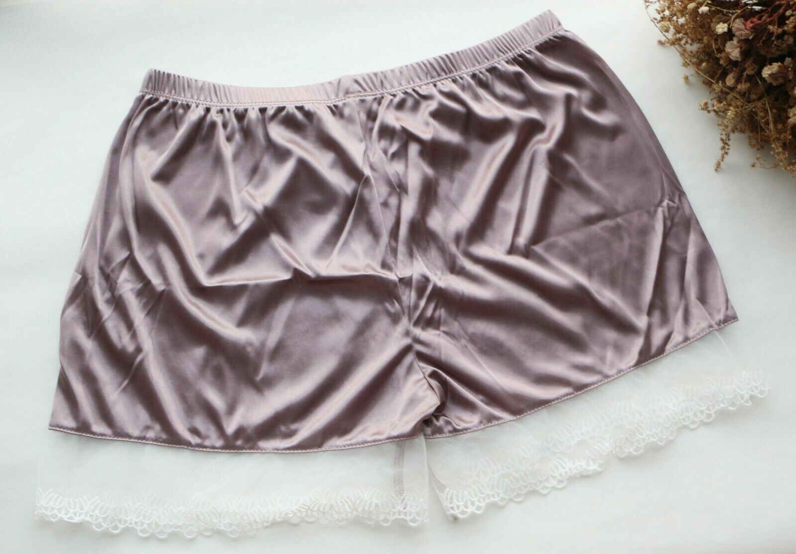 Women Sexy Home Shorts smooth&Mesh underwear Ladies Silkly boyshorts Knickers S