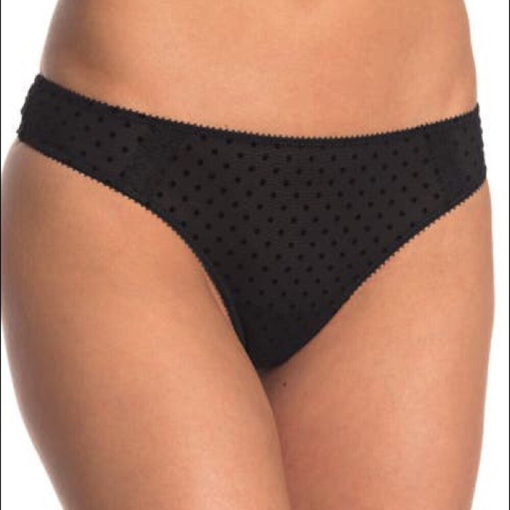 JASON WU FLOCKED DOT THONG BLACK MEDIUM NWT