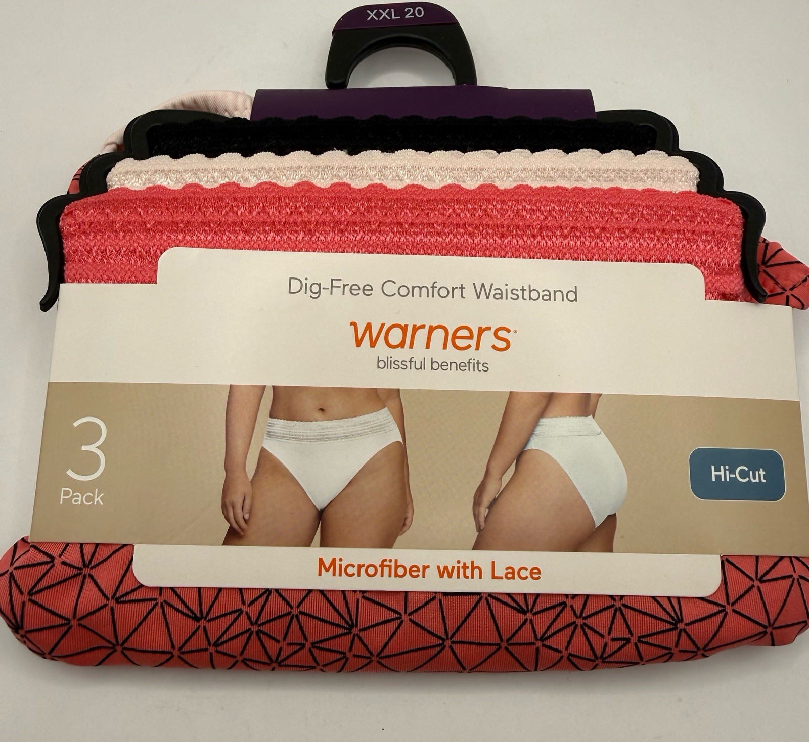 Warner’s Blissful Benefits Microfiber Lace Hi-Cut Panties 3-Pack 2XL Or 3XL NWT