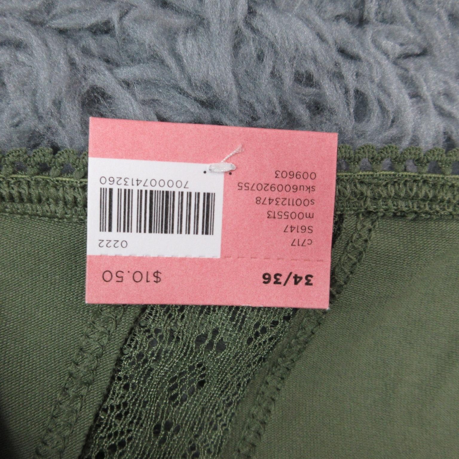 Cacique Panties Womens 6XL 34/36 Green Cotton Full Brief Lace Trim NWT