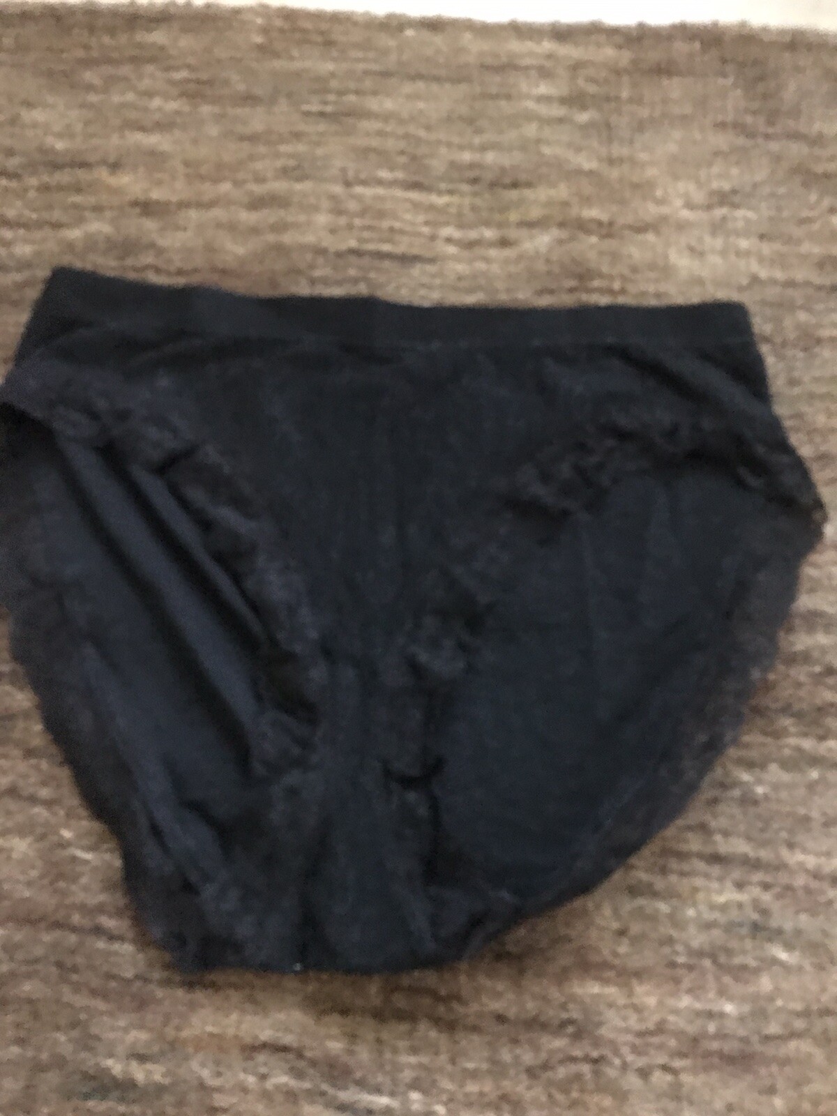 Victorias Secret High Leg Brief Panties Black Leopard Print Floral Lace Trim M