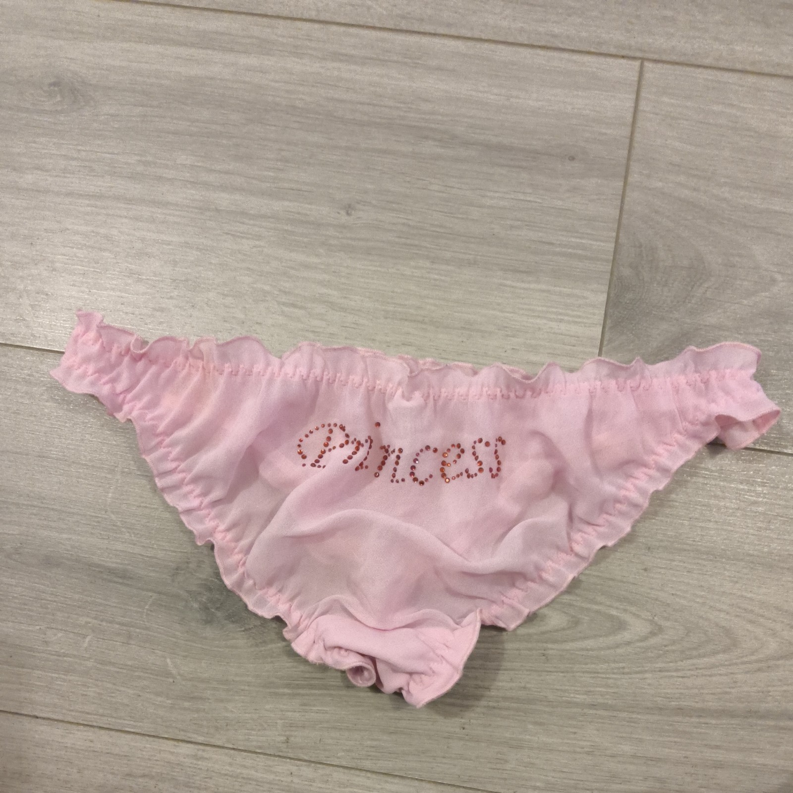 BNWOT Vintage Ann Summers Pink Chiffon & Diamonte Princess Panties Sz Mdm 10-14