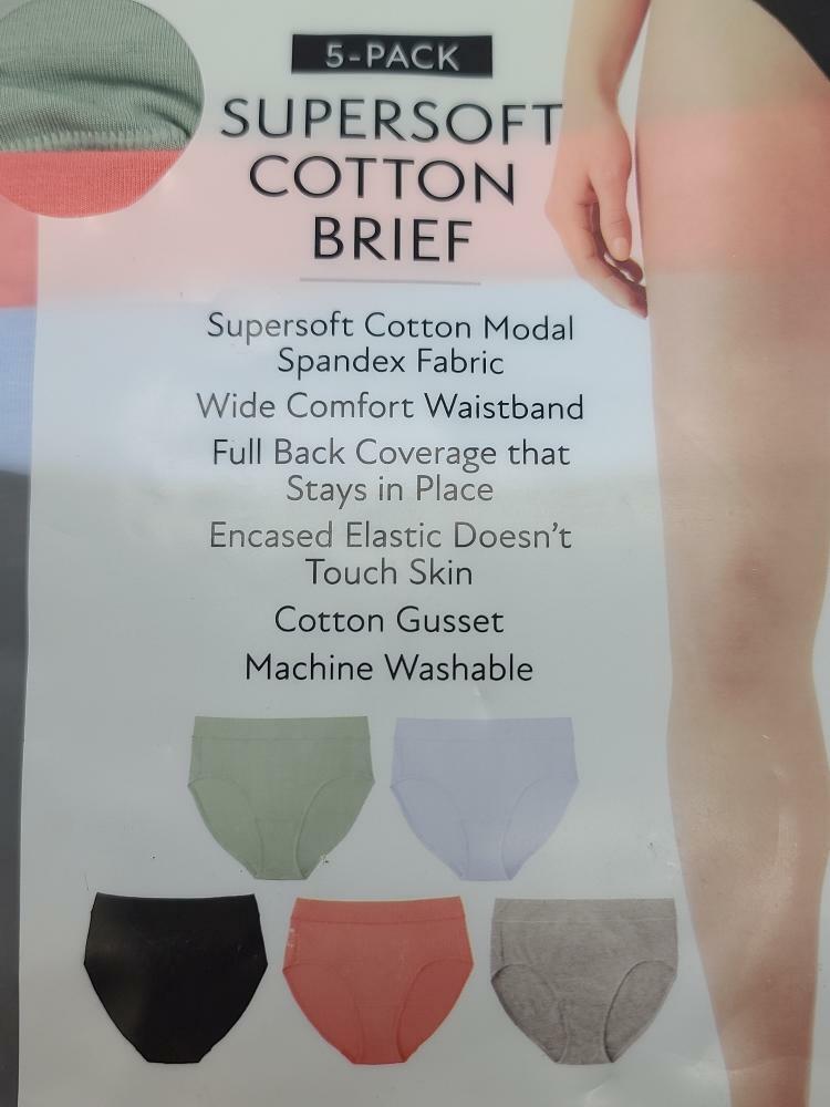 Member’s Mark Women’s 5-Pack Super-Soft Cotton Brief Panties Size Small