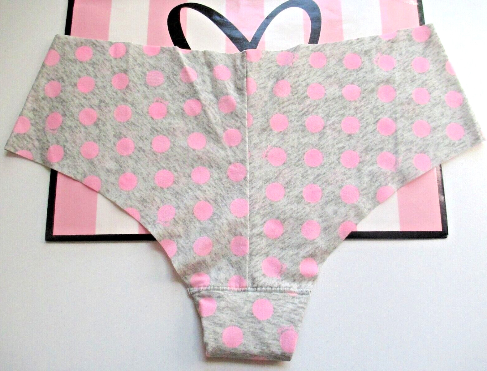 VICTORIA’S SECRET PINK No Show Cheeky Panty S 2XL Pink Gray NWT Polka Dot VS