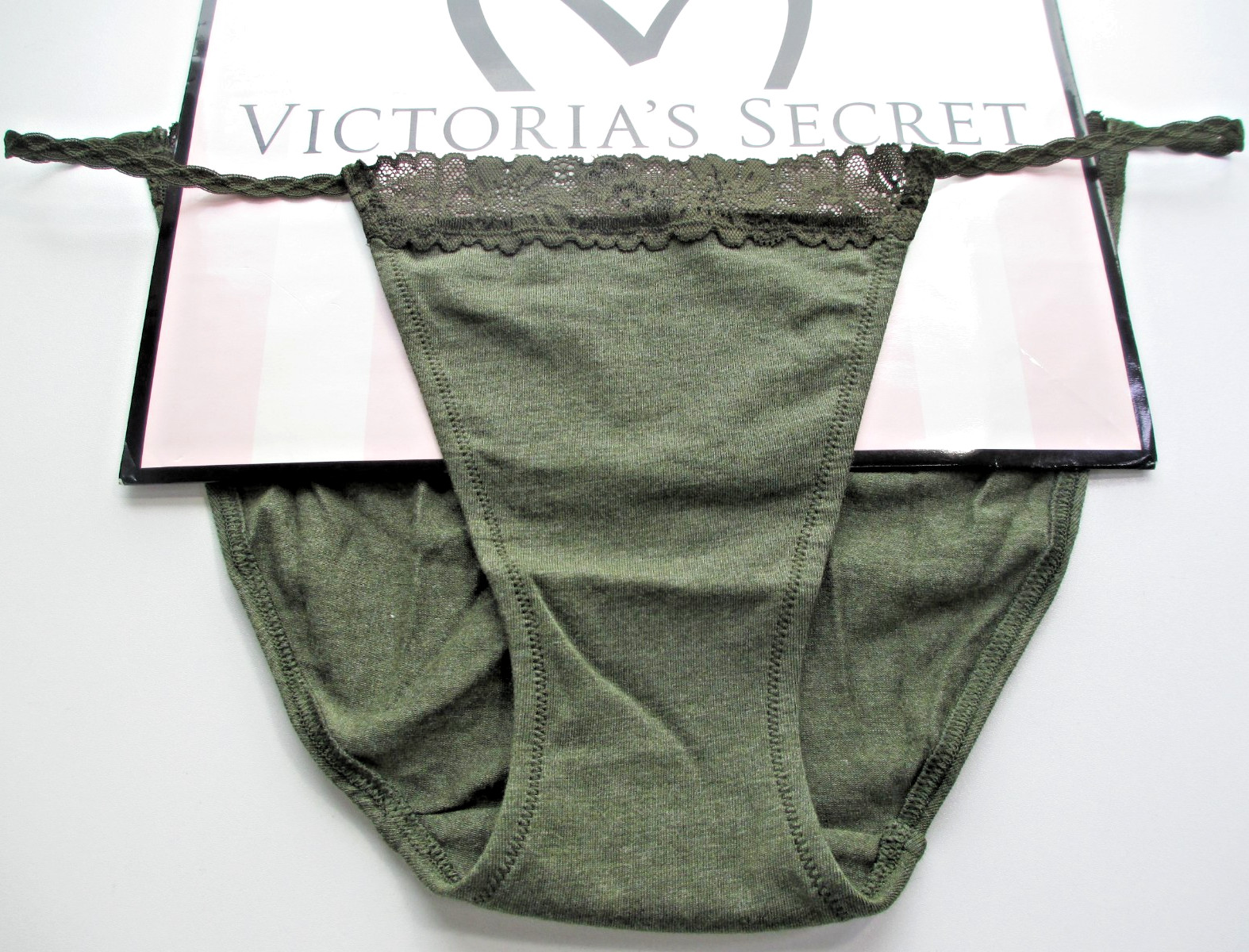 VICTORIA’S SECRET PINK Cotton String Bikini Panty VS Heather Green S M L XL NWT