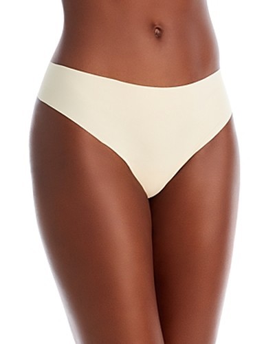 AQUA Intimates Microfiber Thong Women’s L Nude Seamless Elastic Waist Pull On