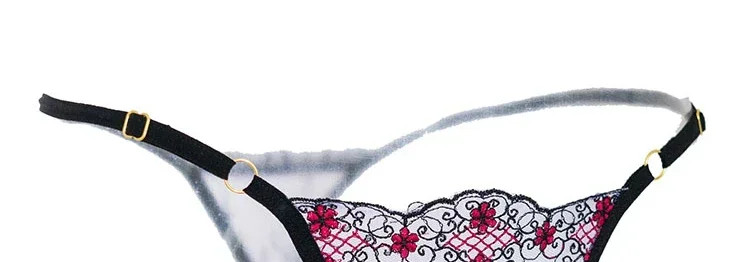 Pearl Pendant Crotchless Open Thongs Women Lace Transparent Embroidery G String