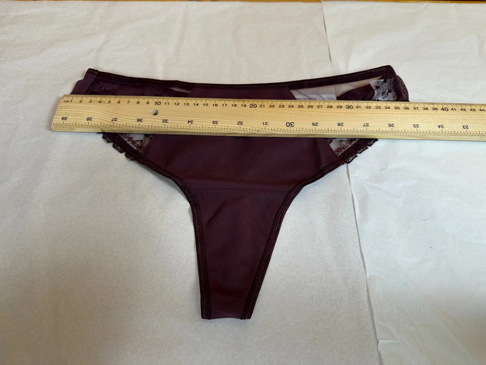 CLEARANCE Elomi Womens Matilda Thong Panties Knickers Size S Wine Burgundy Lace