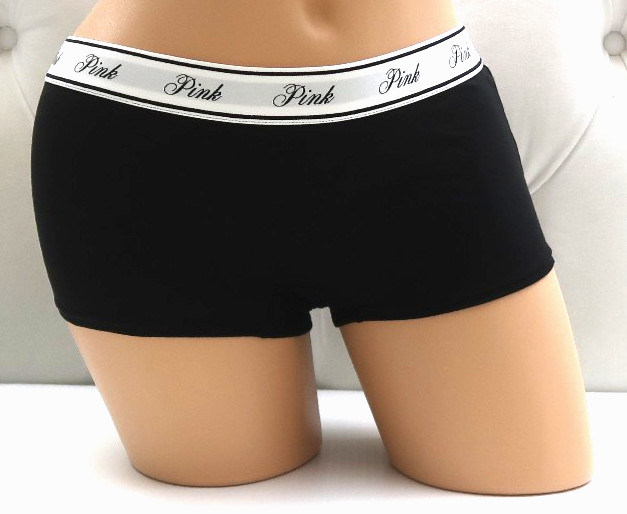 Victoria’s Secret Pink Logo Cotton Boyshort Panty Black Skeleton Hands M L XL XX