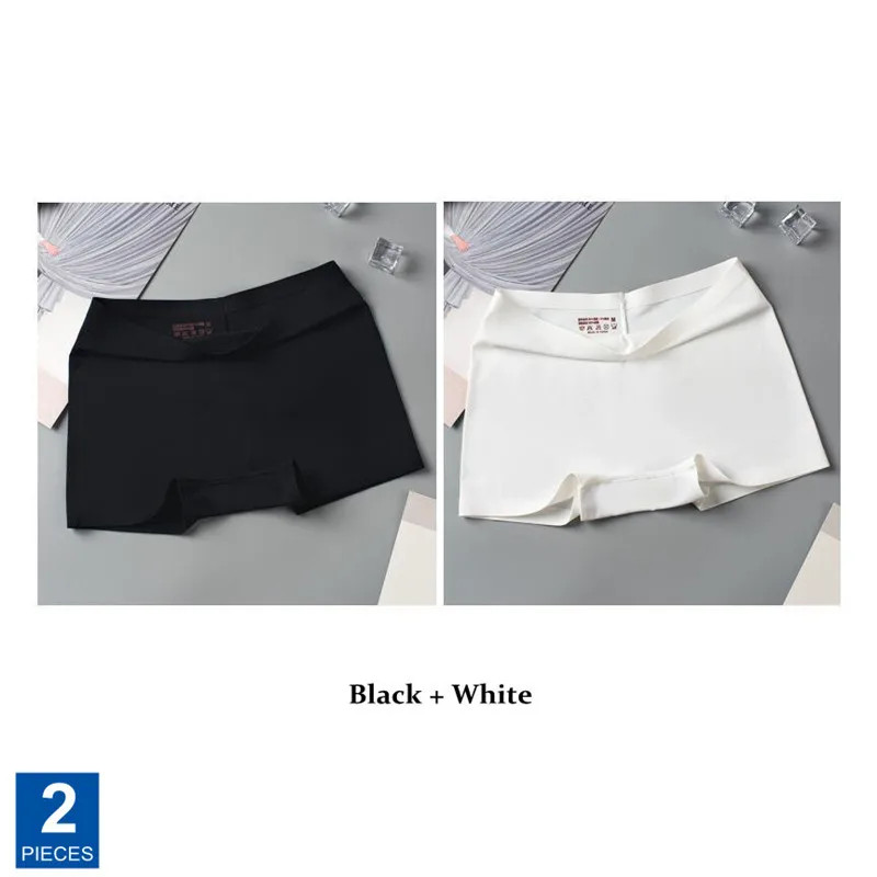 Seamless Silk Boyshorts Soft Solid Color Plus Size Women’s Underwear 2 Pcs
