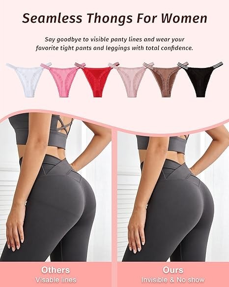 6 Tangas de Encaje suave Floral Ropa Interior Sexy Bragas de Moda para Mujer,,,,