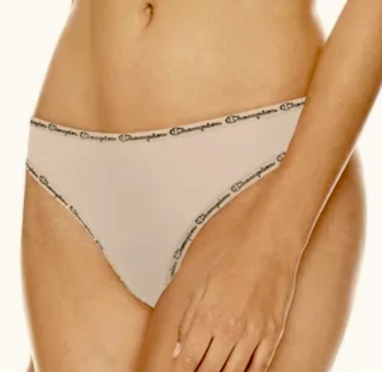 CHAMPION Sleek Microfiber 3 Pack Soft Taupe Thong Panty Womens M 6 2XL 9 CH46M3