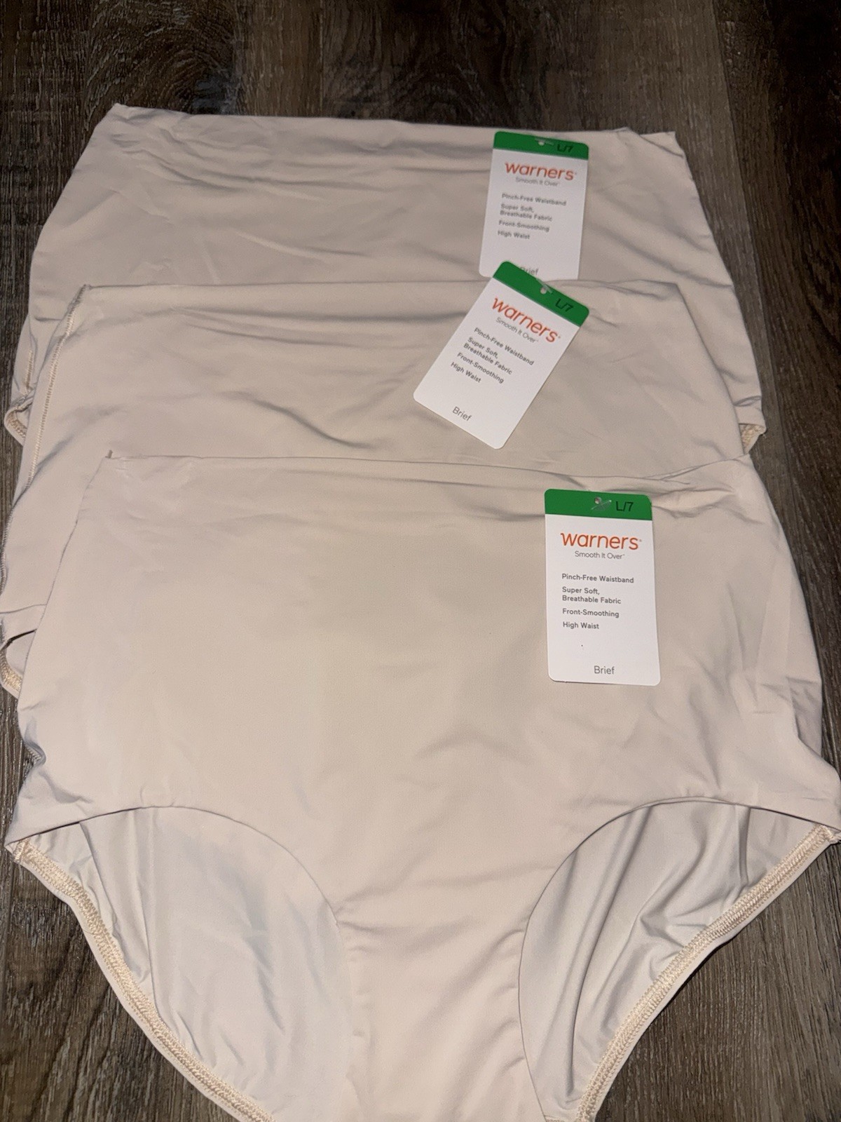 Warners Womens Brief Underwear Pany Nylon Smooth Over High Waist 3-Pair ~ L