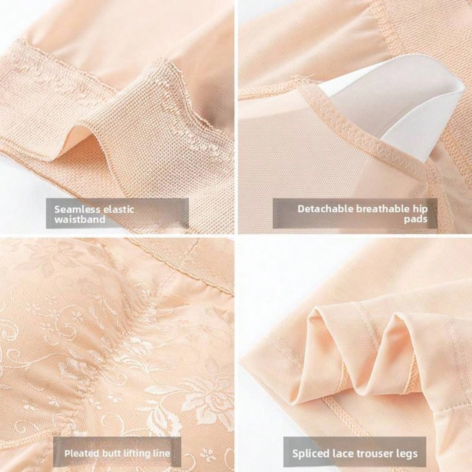 SEAMLESS PADDED PANTIES MID-WAIST BUTT LIFTER TUMMY CONTROL FAKE ASS BOYSHORTS