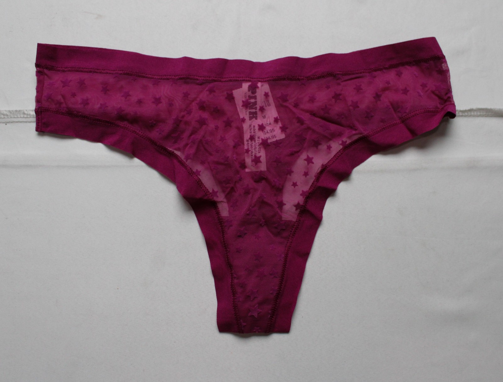 PINK by Victoria’s Secret Women’s No Show Star Pattern Thong JK5 Pink Medium NWT