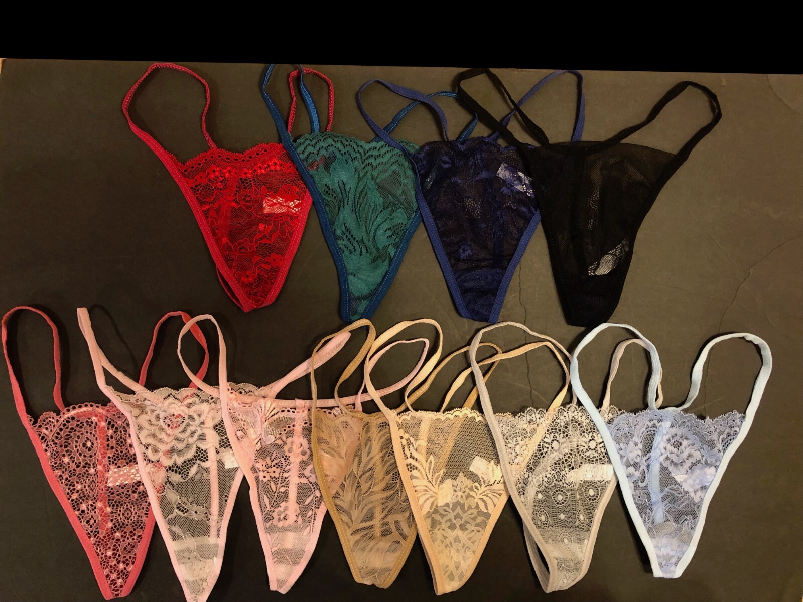 NEW Many Colors Sexy Thongs Size Large Runs Small Lace Red, Green, Black, Blue