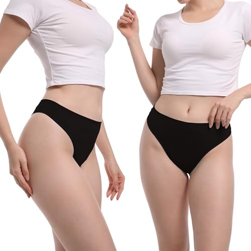Women’s High Waisted Thong Panties – 95% Cotton 5% Spandex, T Large 6*pcs-as
