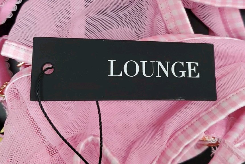 New LOUNGE Underwear Pink Nelly Thong/Suspender Set Size 3XL