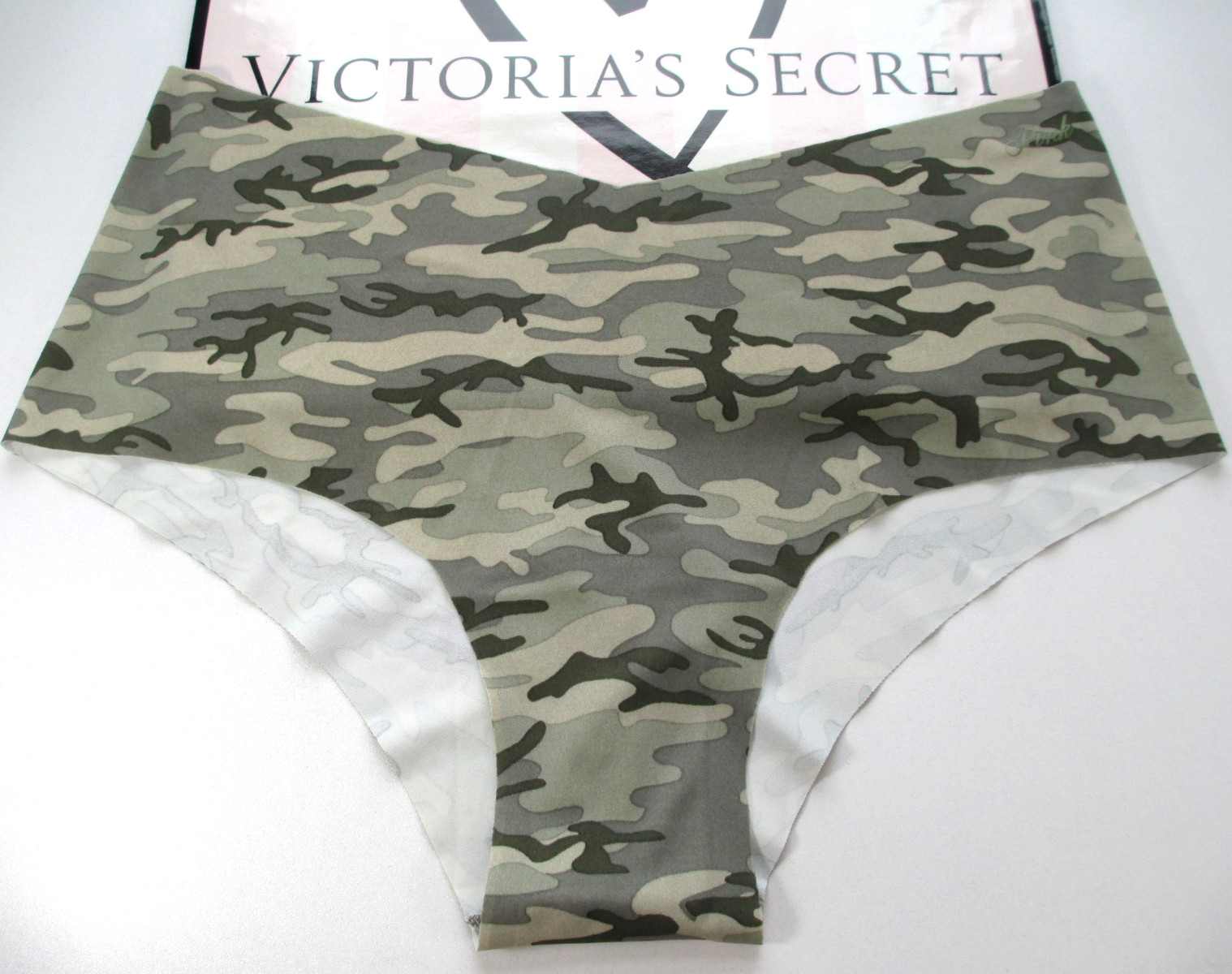 VICTORIA’S SECRET PINK No Show Cheeky Panty S M L XL Green Camo NWT Camouflage