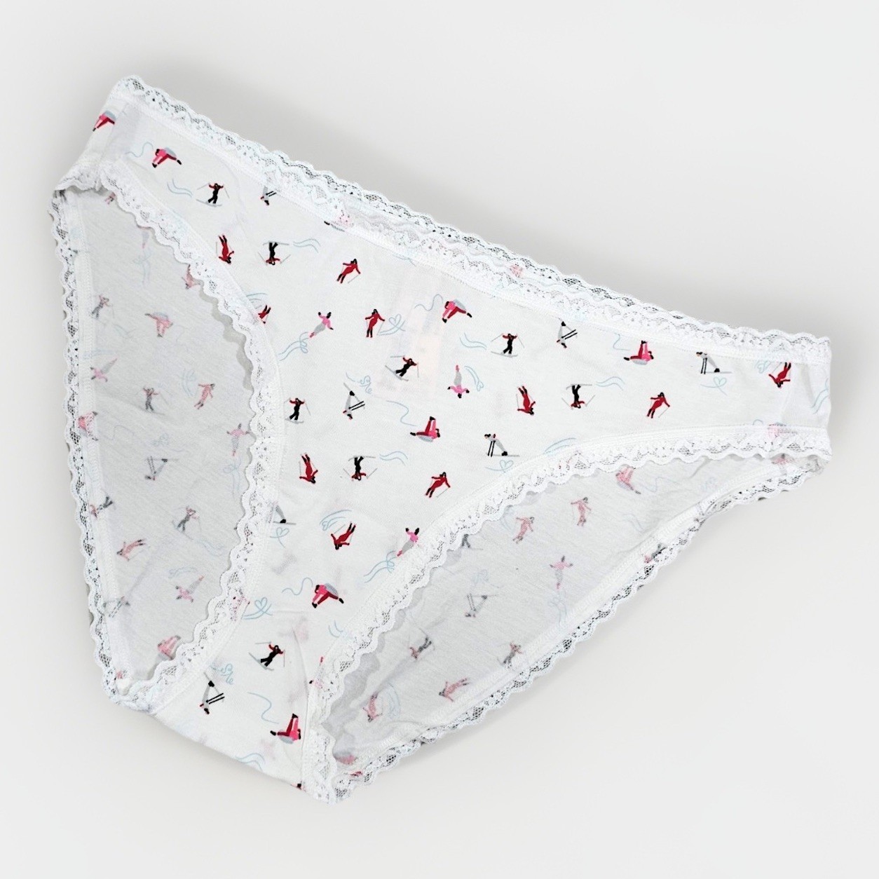 NEW Victoria’s Secret Lace Waist VS Cotton Bikini Panty, White Snow Skiers XL