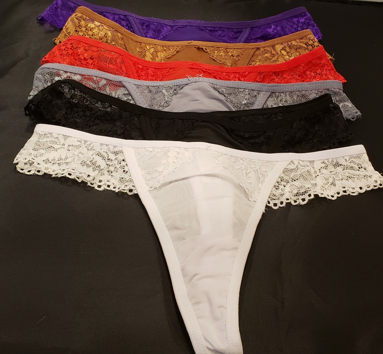 Lot of 6 Women Sexy Lace And Spandex Thongs V-G-string Panties Underwear S~XL
