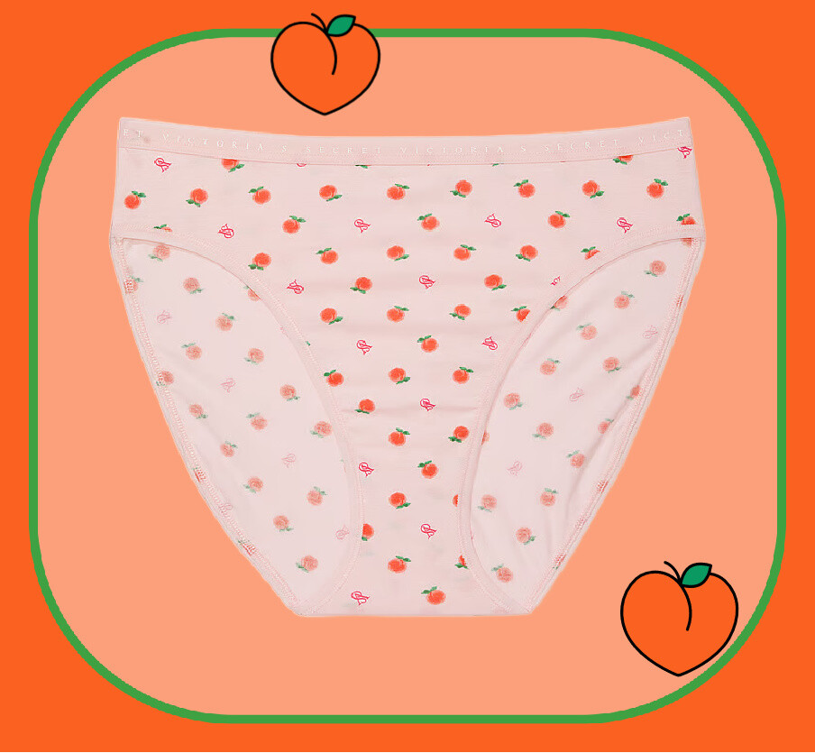 S M XL XXL Peach Bloom LOGO Cotton Victorias Secret High-Leg Waist Brief Pantie