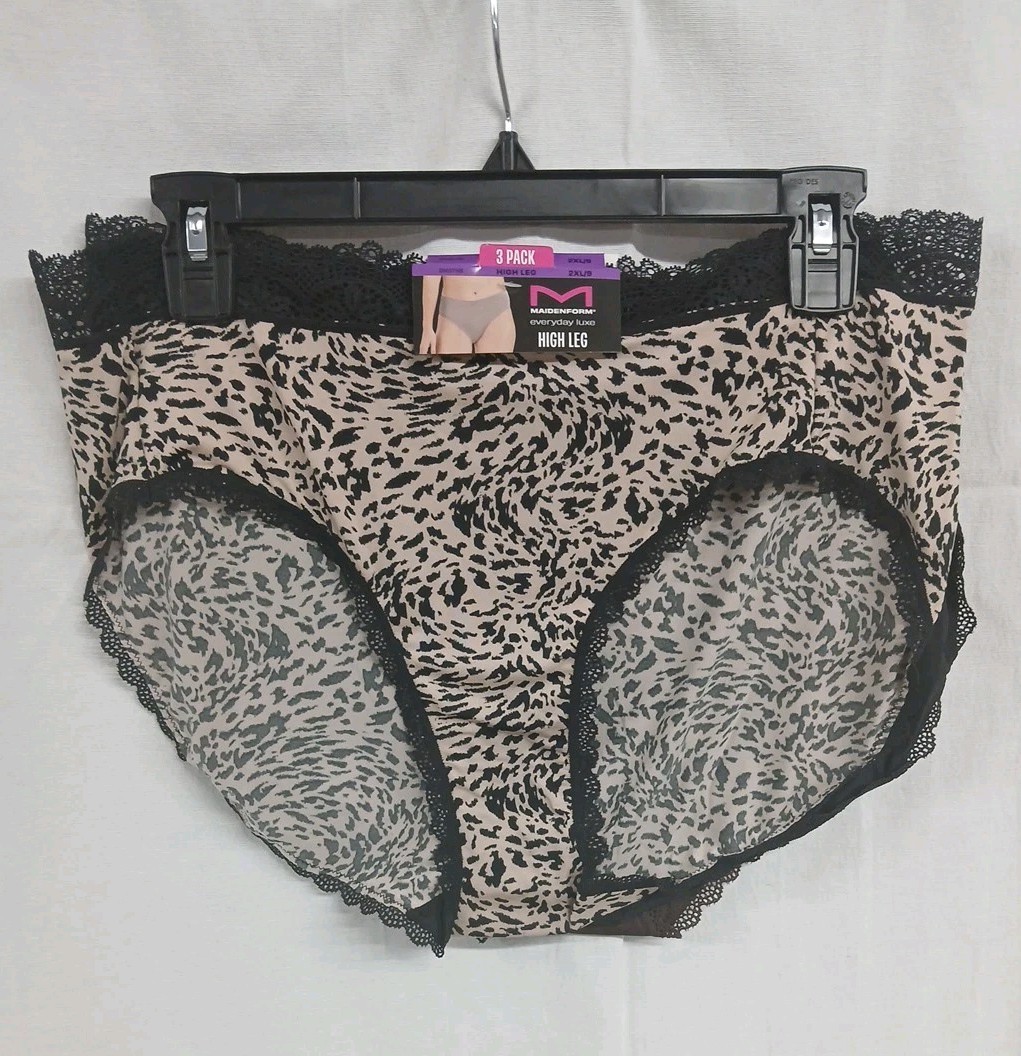 NEW Maidenform Everyday Luxe High Leg Panties 2XL/9 3 Pack Multi Color