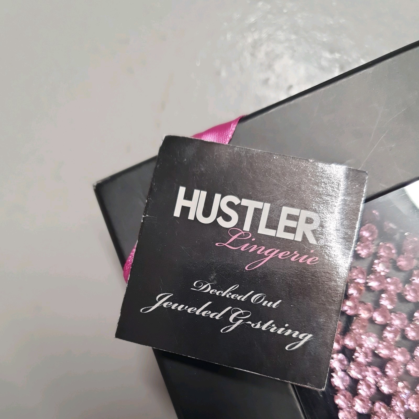 BN Vintage Hustler Pink Diamante Decked Out Jewelled G String Free Size VeryRare
