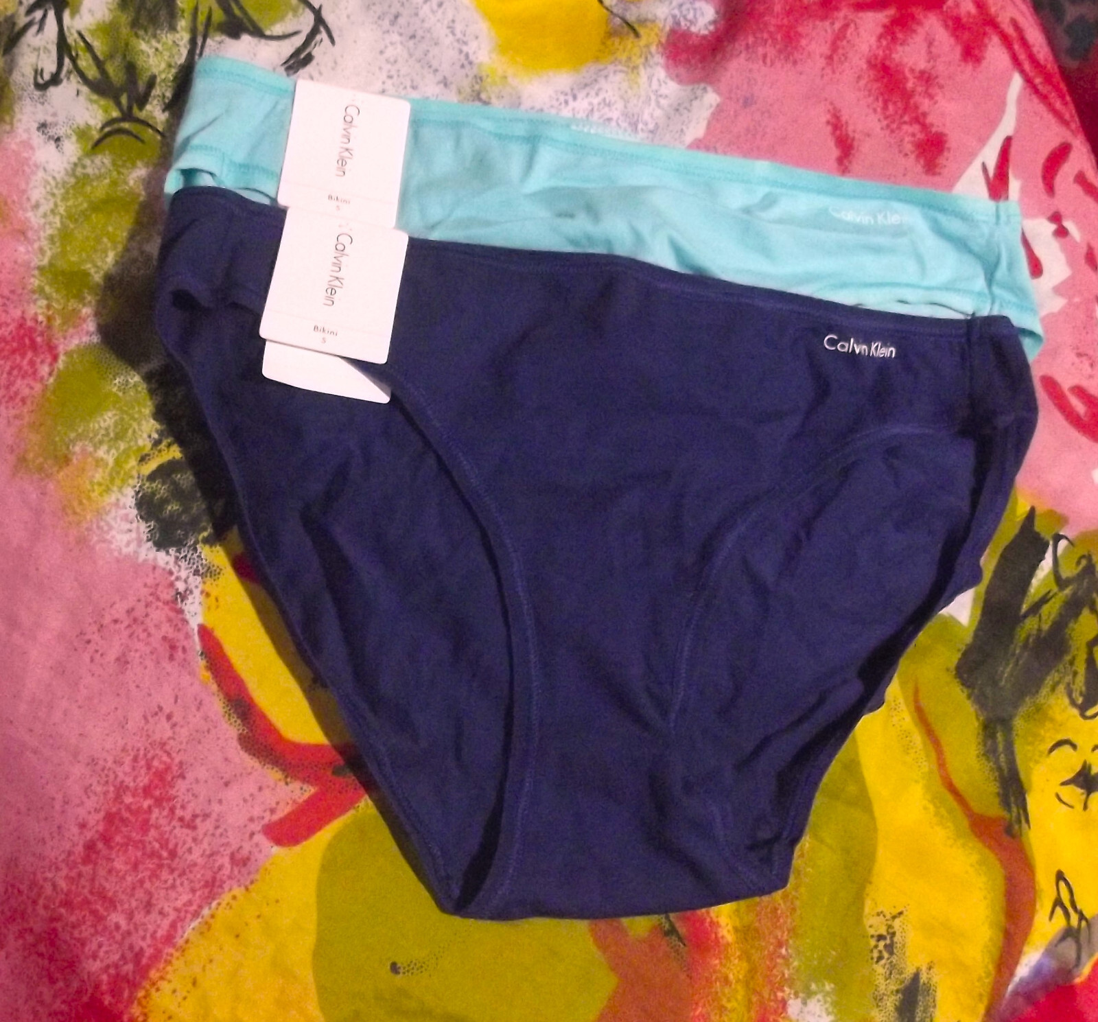 2 NEW CALVIN KLEIN QD3644 501 NO LINE WAIST/LEGS COTTON BIKINI PANTIES S
