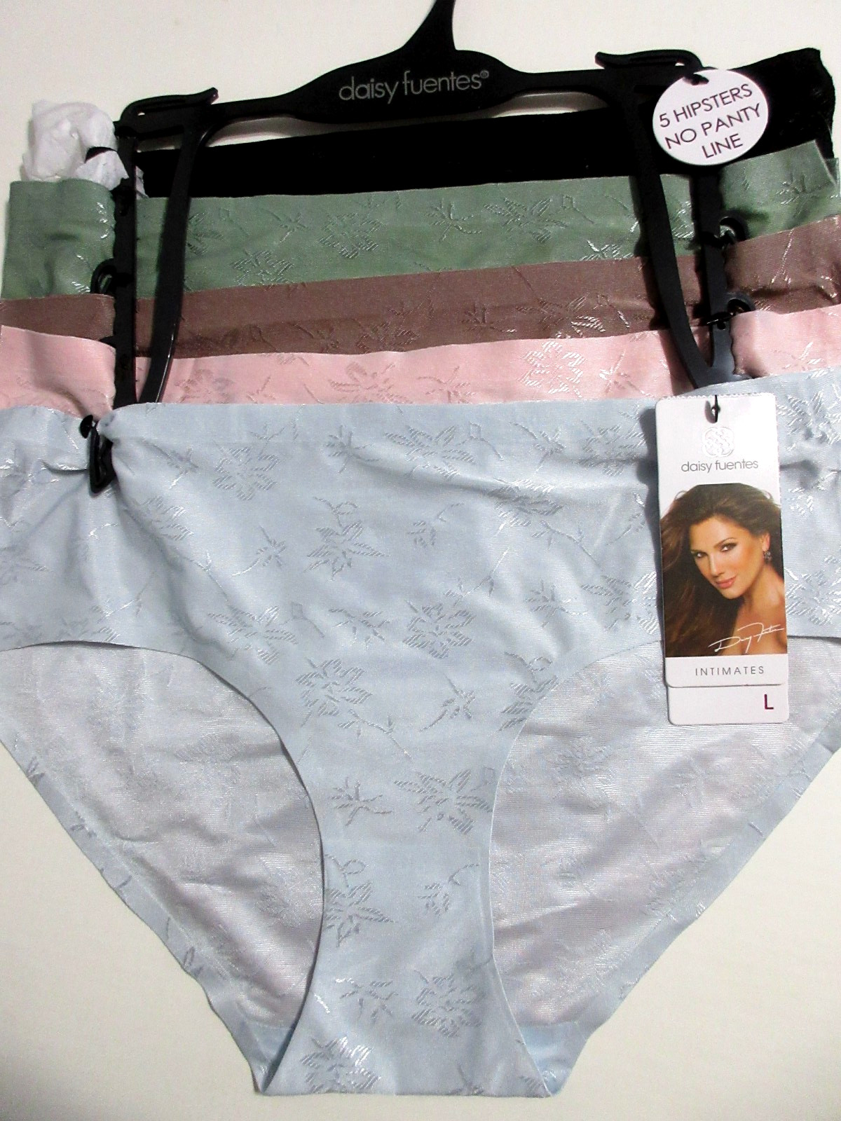 Daisy Fuentes 5-Pair HIPSTER Underwear Panties polyester blend no line women ~ L