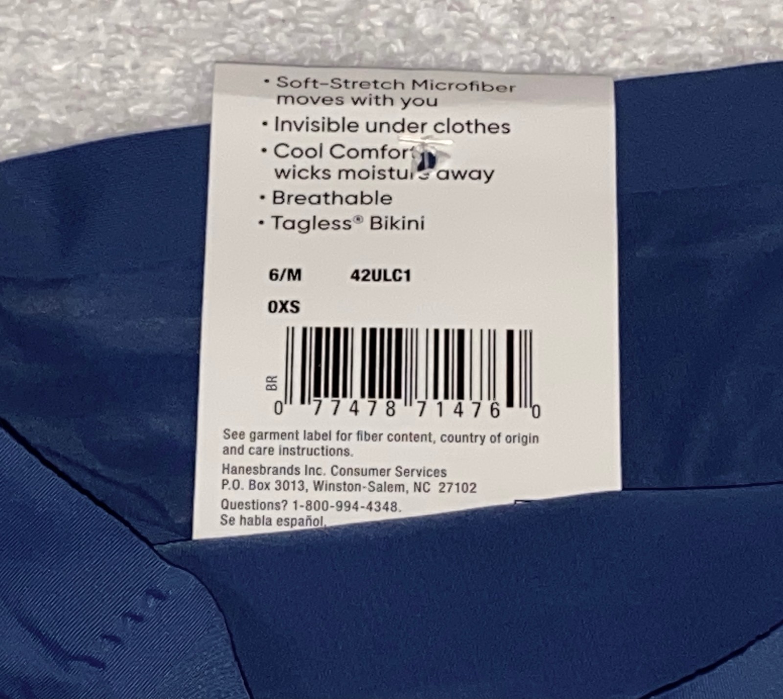 HANES Ultra Light Weight Comfort Navy Blue Bikini Panty Womens S 5 M 6 L 7 XL 8