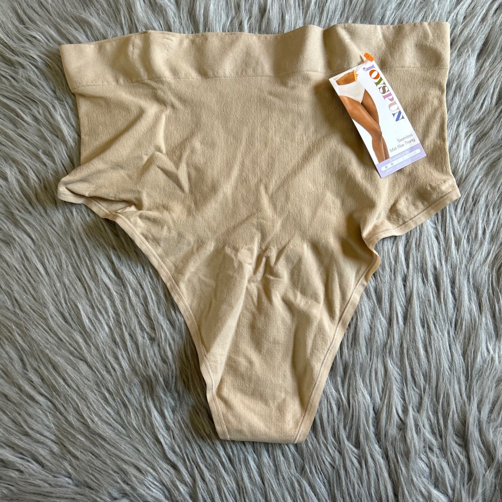 Joyspun Seamless Mid-Rise Thong Women’s Size XXXL (22) Tan Shapewear Shaping