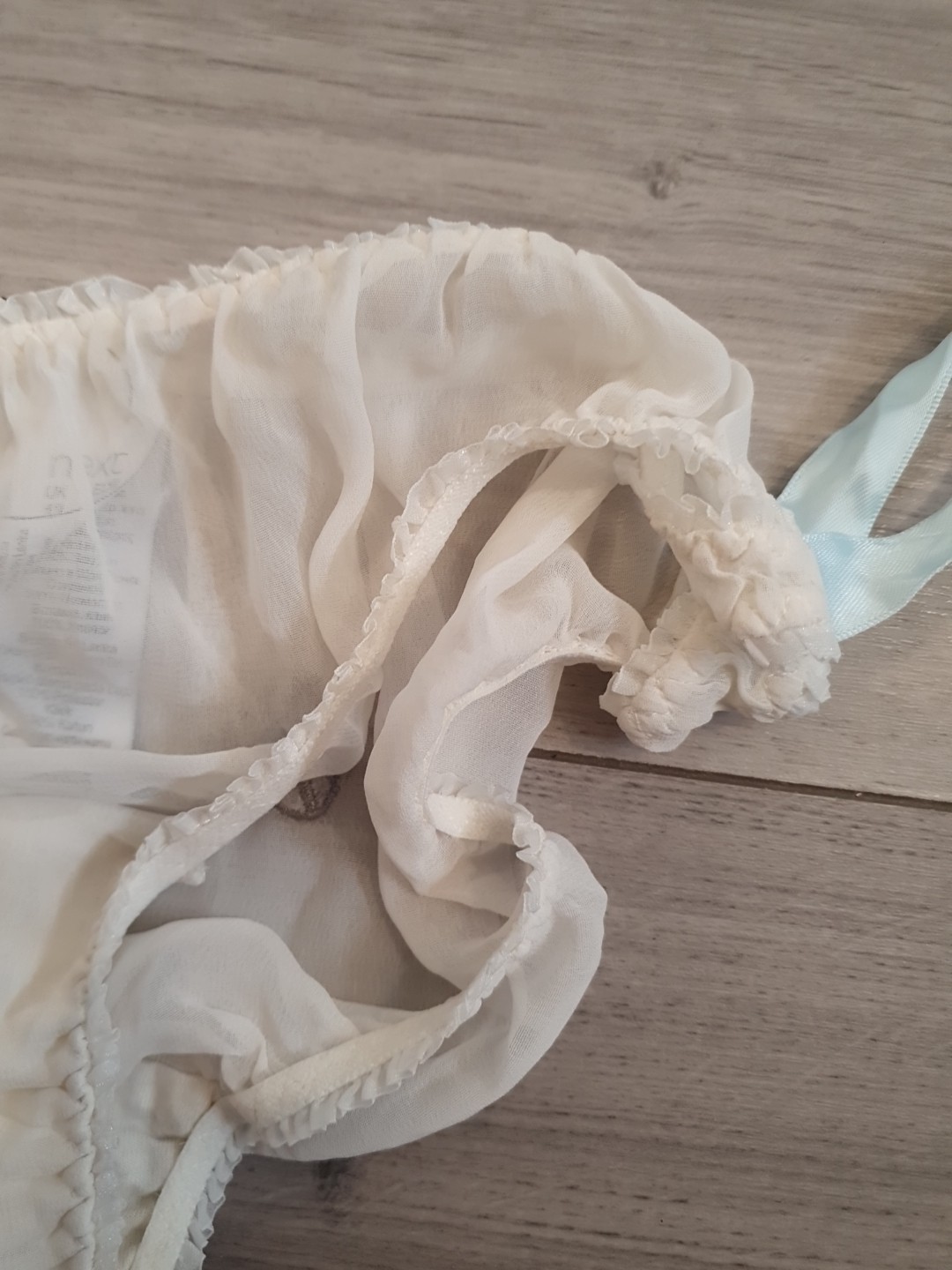 BNWT Next Ivory Chiffon & Blue Ribbon Embroidered Bridesmaid Panties Size 8