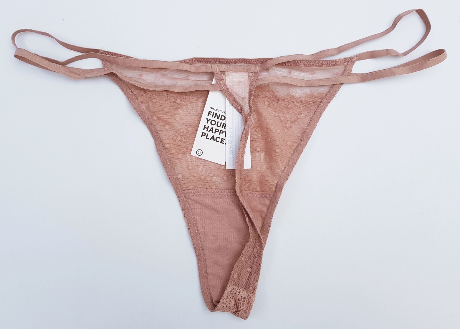 Gilly Hicks Hollister Double Strap Lace String Pink Thong X-Large 16 UK Knickers