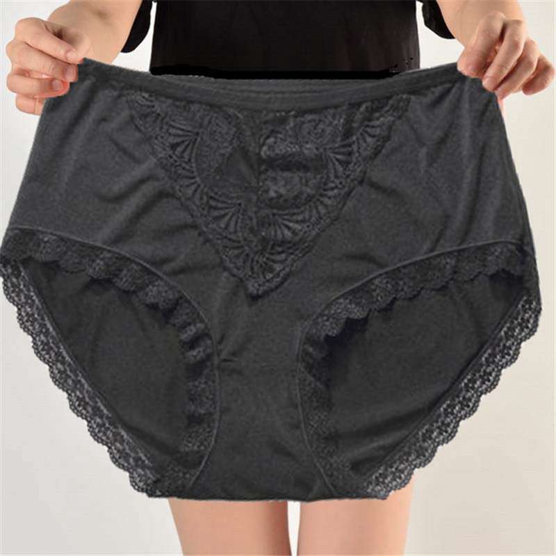 Plus Size Panties Lace Underwear High Waist Triangle Shorts Lingerie Breathable