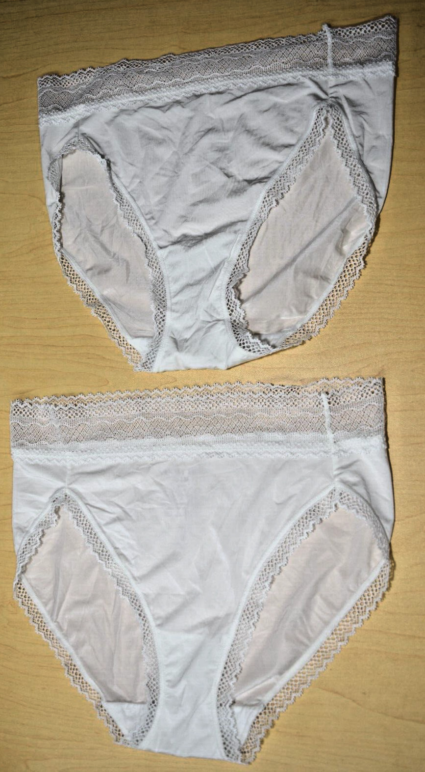 2 White Flattering Lace Hi Cut Panty No pinch No Show 13280 M Medium Lot