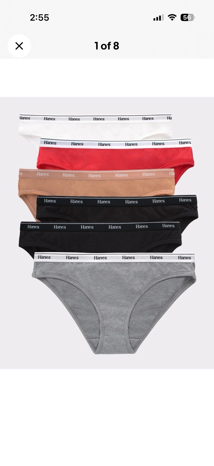 Hanes Originals Women’s Bikini Underwear, Breathable Stretch Cotton, 6-Pack XL 8