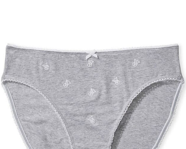 L Grey LOGO Stretch Cotton Waist Victorias Secret High-Leg Waist Brief Panty