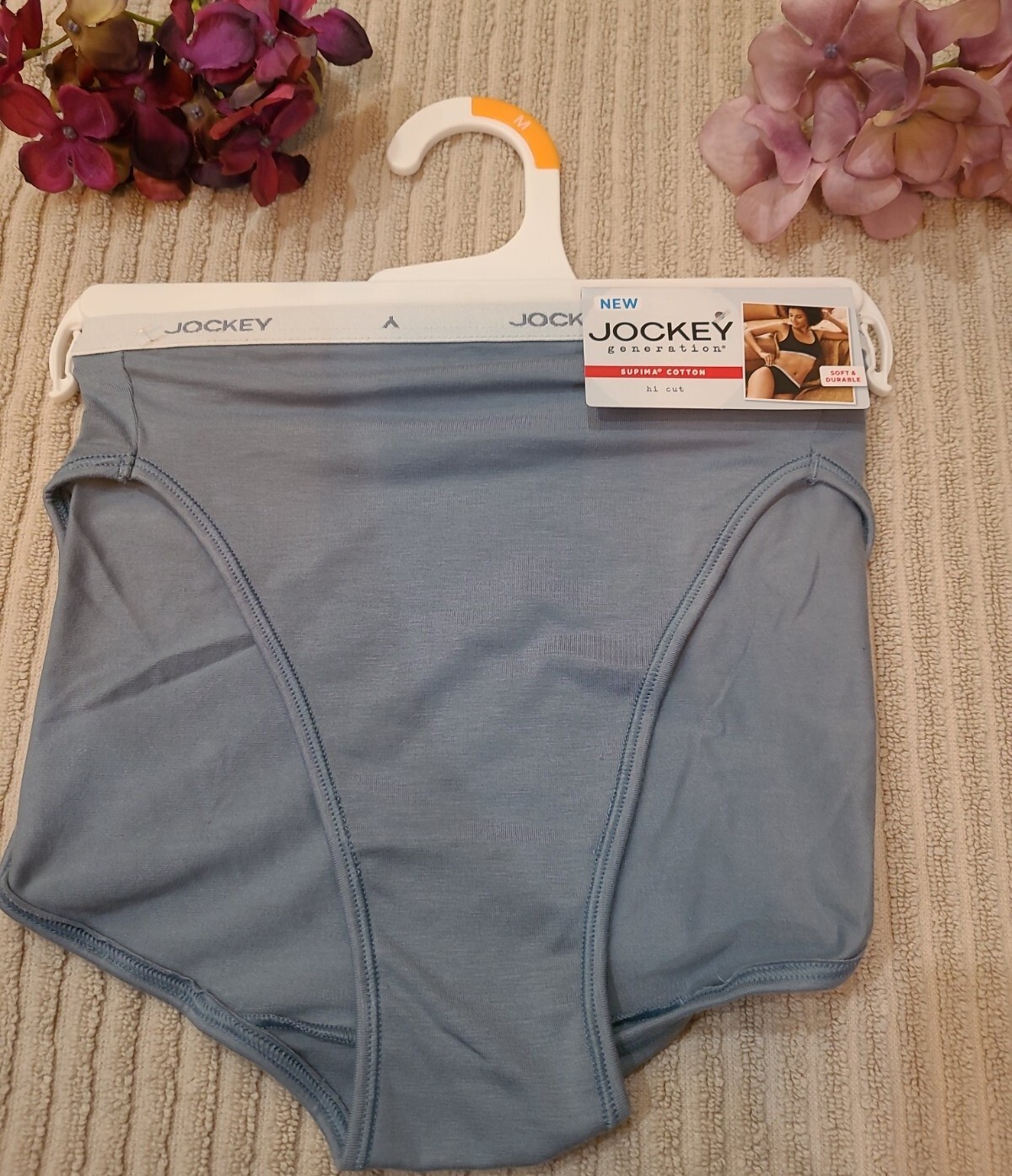 JOCKEY GENERATION Logo Laserbond Supima Cotton Blue Hi Cut Panty Panties 6/M