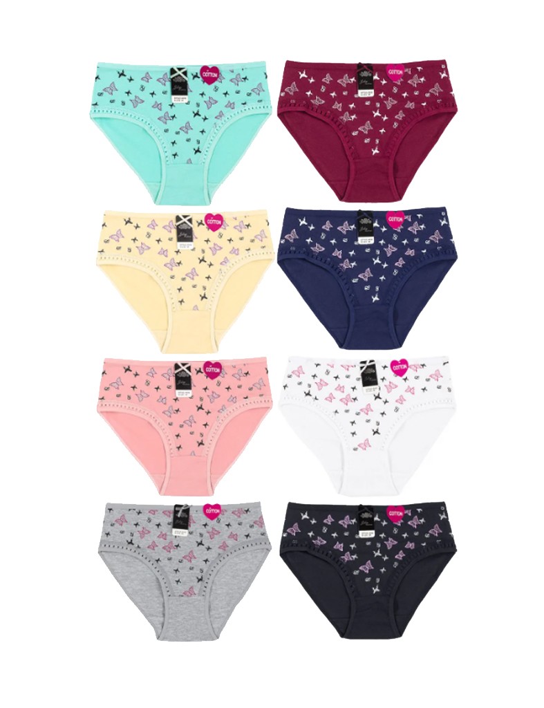Women’s Cotton Blend Multicolor Butterfly Pattern Elastic Waist Briefs 12 Pack