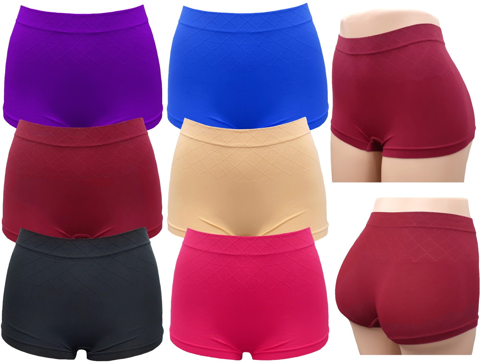 6 pc WOMEN UNDERWEAR BOYSHORTS BRIGHT COLORS SEAMLESS BOXER SHORTS PANTIES