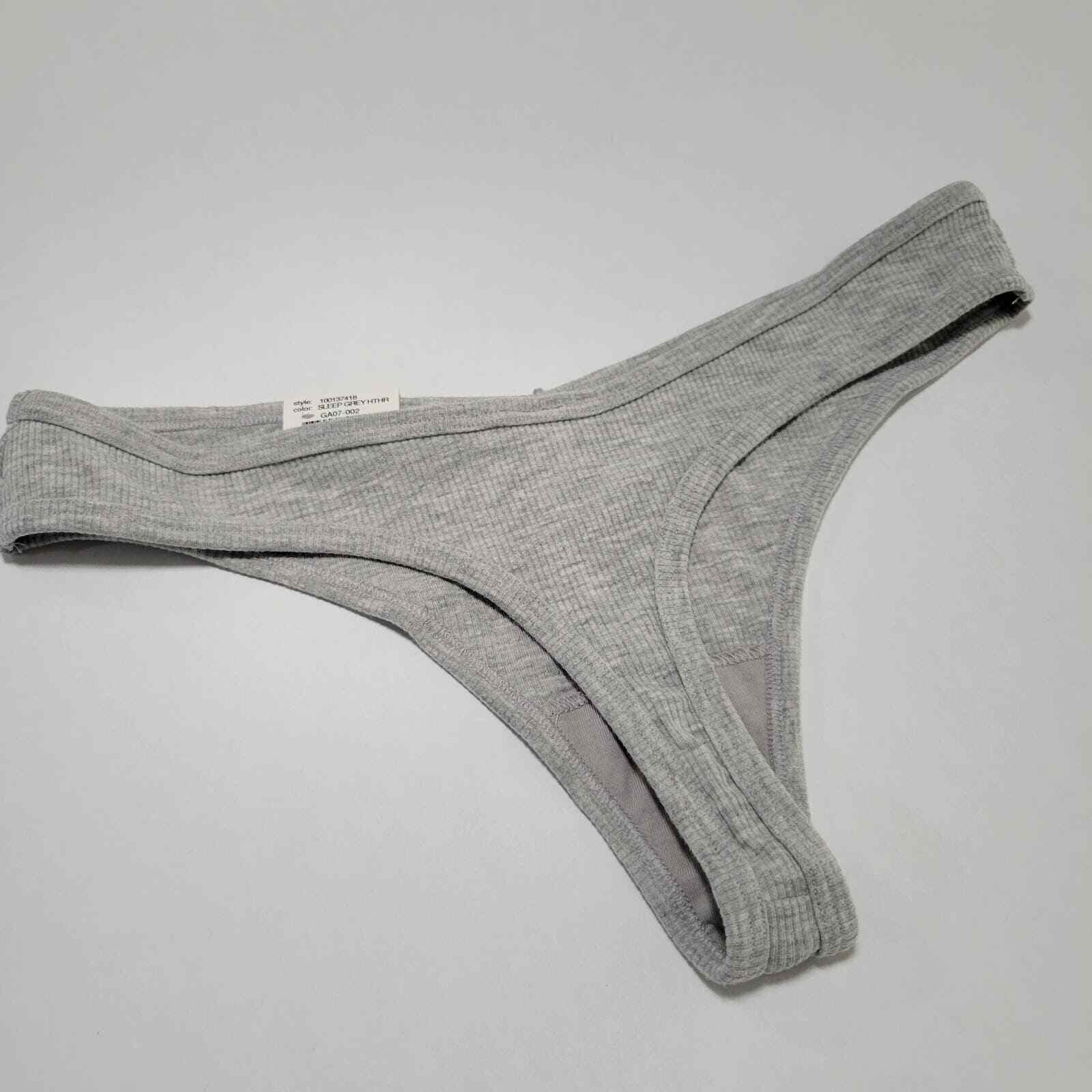 Jenni Women’s Ribbed Thong Panty, Sleep Grey Heather NWT Medium