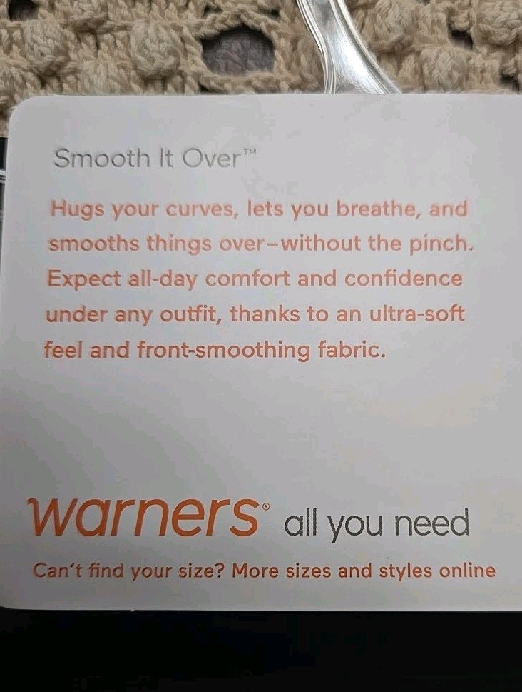 7 /L Warners Black HI CUT Smooth it over High Waist Brief Panty RT9021P $12 .00