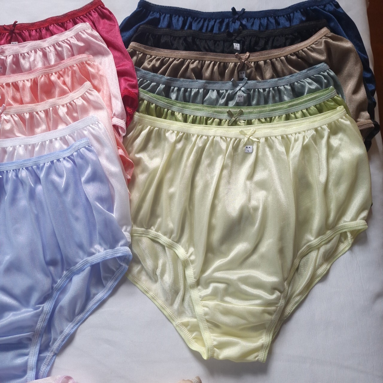 16 Panties Underwear Women Light Nylon Silky Soft Briefs High Waist 30-36″Size L
