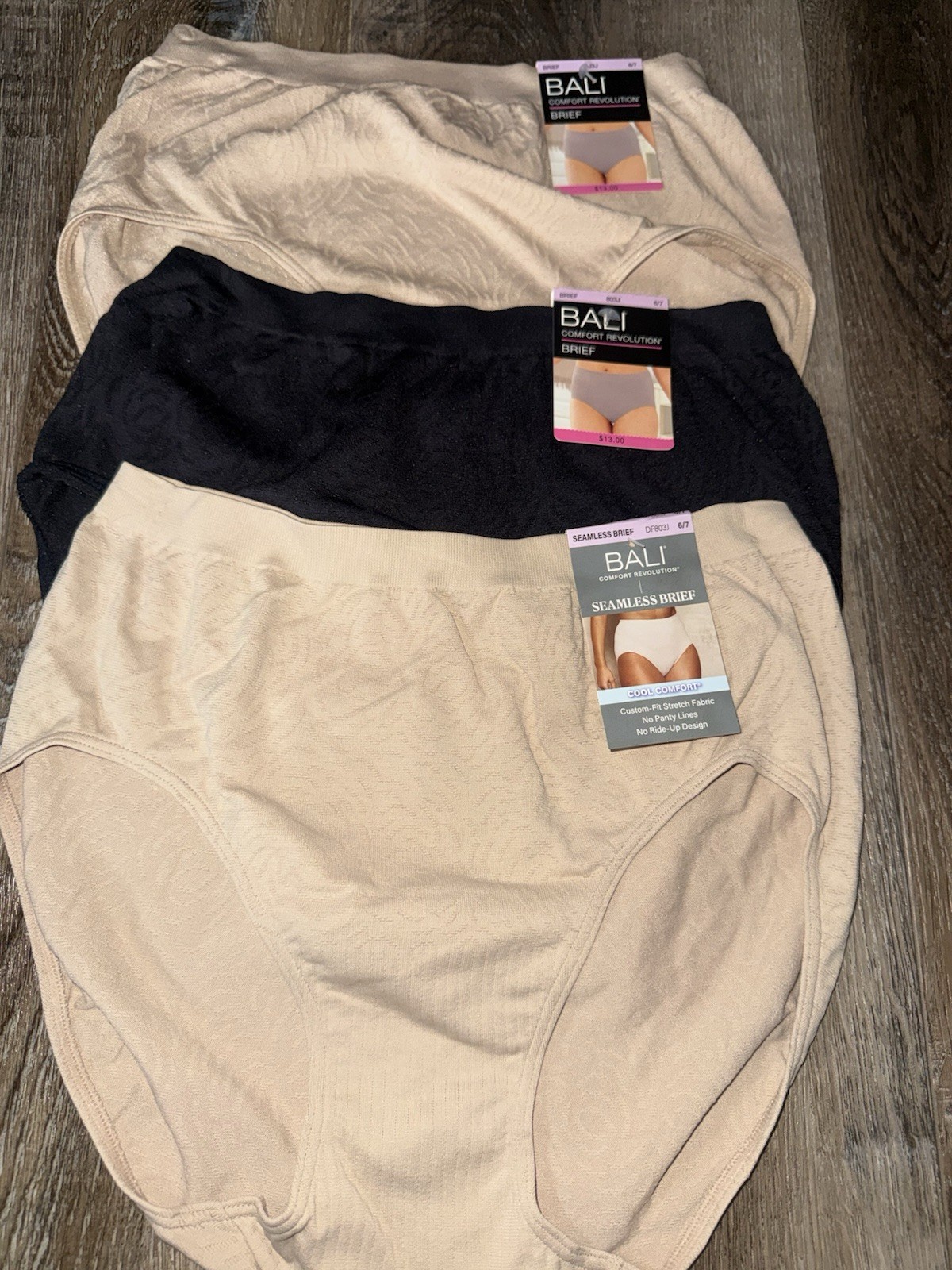 Bali 3-Pair Women’s Brief Underwear Panties Stretch Nylon Microfiber (B) ~ 6/7