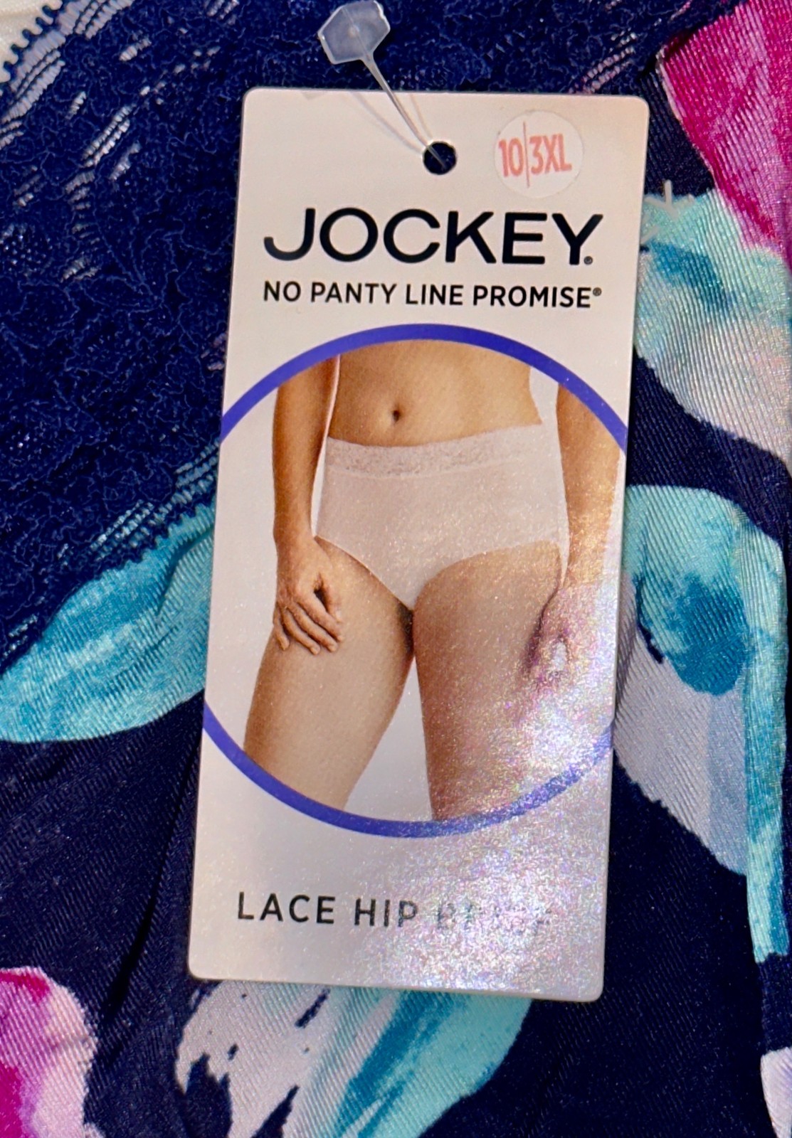 JOCKEY No Panty Line Promise Bloom Navy Hip Brief Hipster Panty Womens Sz 3XL 10