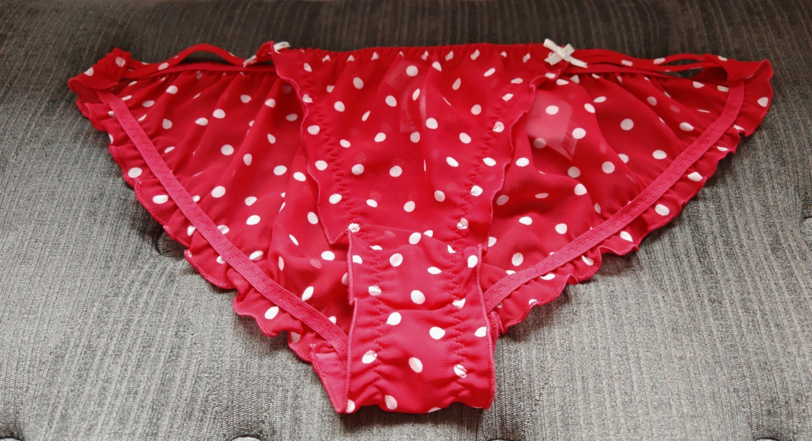 Knickerbox Red & White Polkadot Tanga Style Knickers Size 14