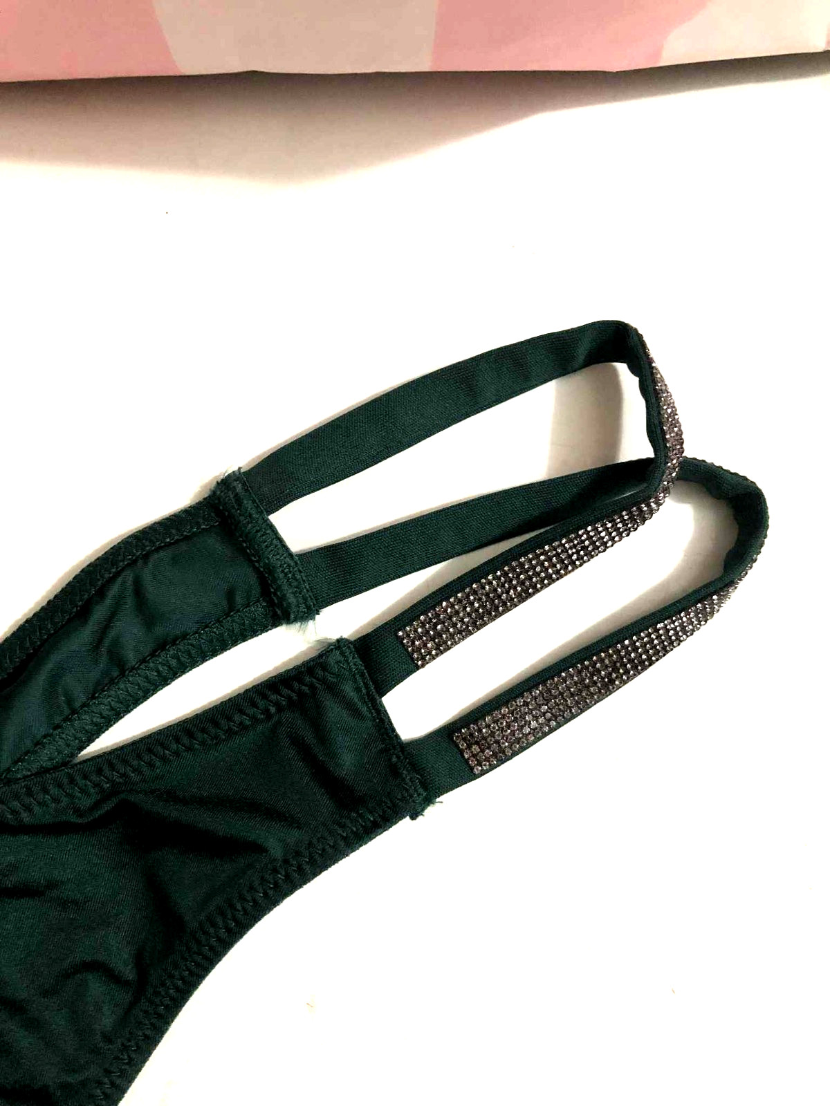Victoria’s Secret Very Sexy Shine Double Strap Thong Panty Color Dark Green NWT