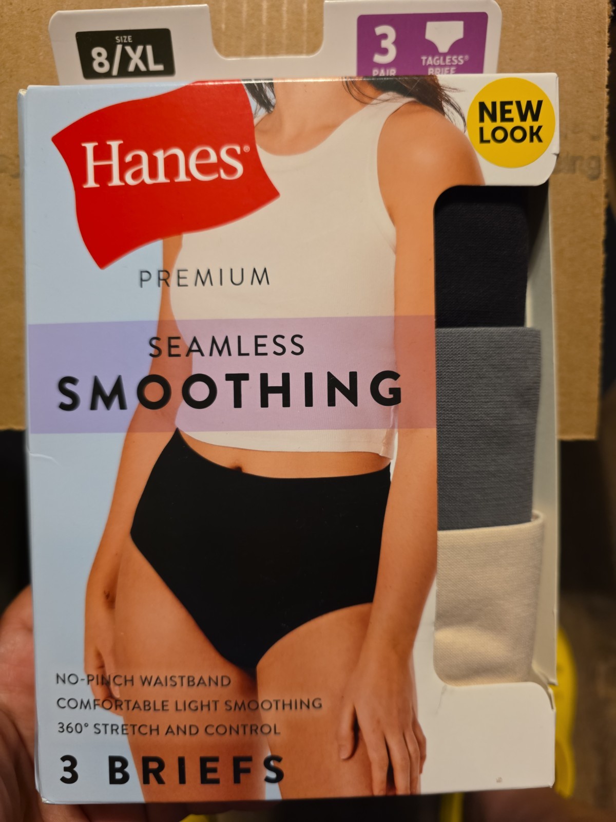 Hanes Seamless Smoothing Tagless 3 Pair Women’s Briefs Size 8/XL NEW!