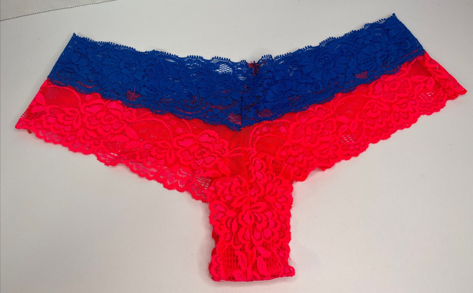 NWOT Charlotte Russe Neon Pink & Blue Cheeky Sexy Bright Lace Panties Size XL